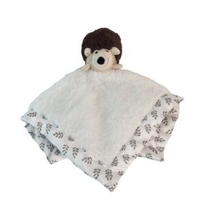 Parents Choice Hedgehog Lovey Security Blanket 11" White Satin Trim Leaves